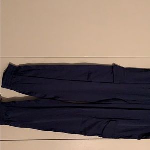 Navy silk cargo joggers